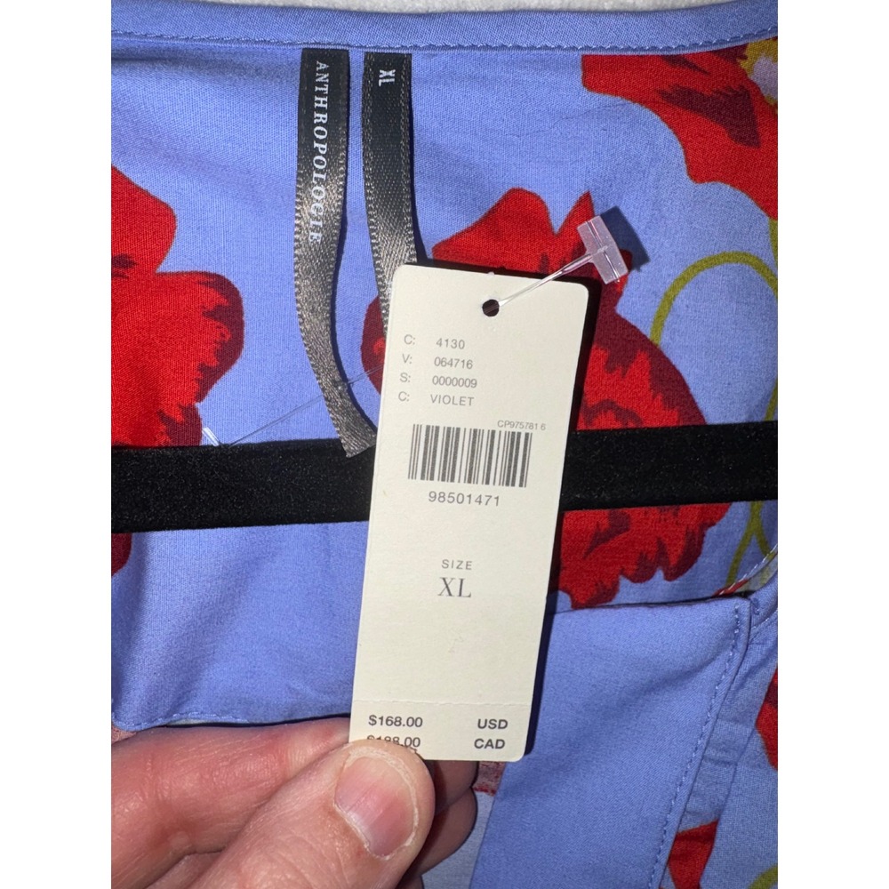 Anthropologie Somerset Maxi Dress Blue Floral Smocked Tiered Cotton XL New - Picture 7 of 9